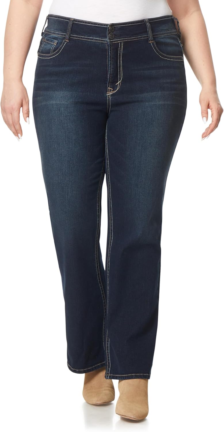 WallFlower Luscious Curvy Bootcut Jeans for Women, Mid-Rise Insta Stretch Denim, Size-Inclusive Juniors Jeans, Sizes 0 to 24