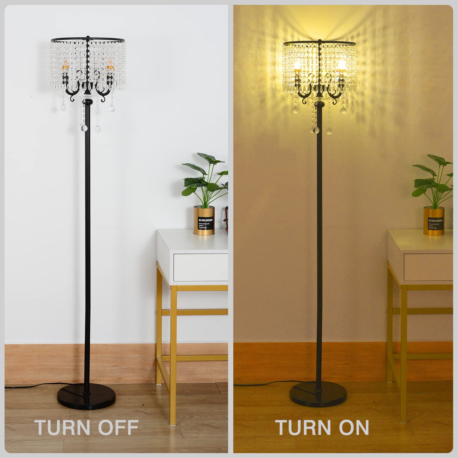beaysyty Floor Lamp - Modern Standing Lamp with Foot Pedal,Crystal
