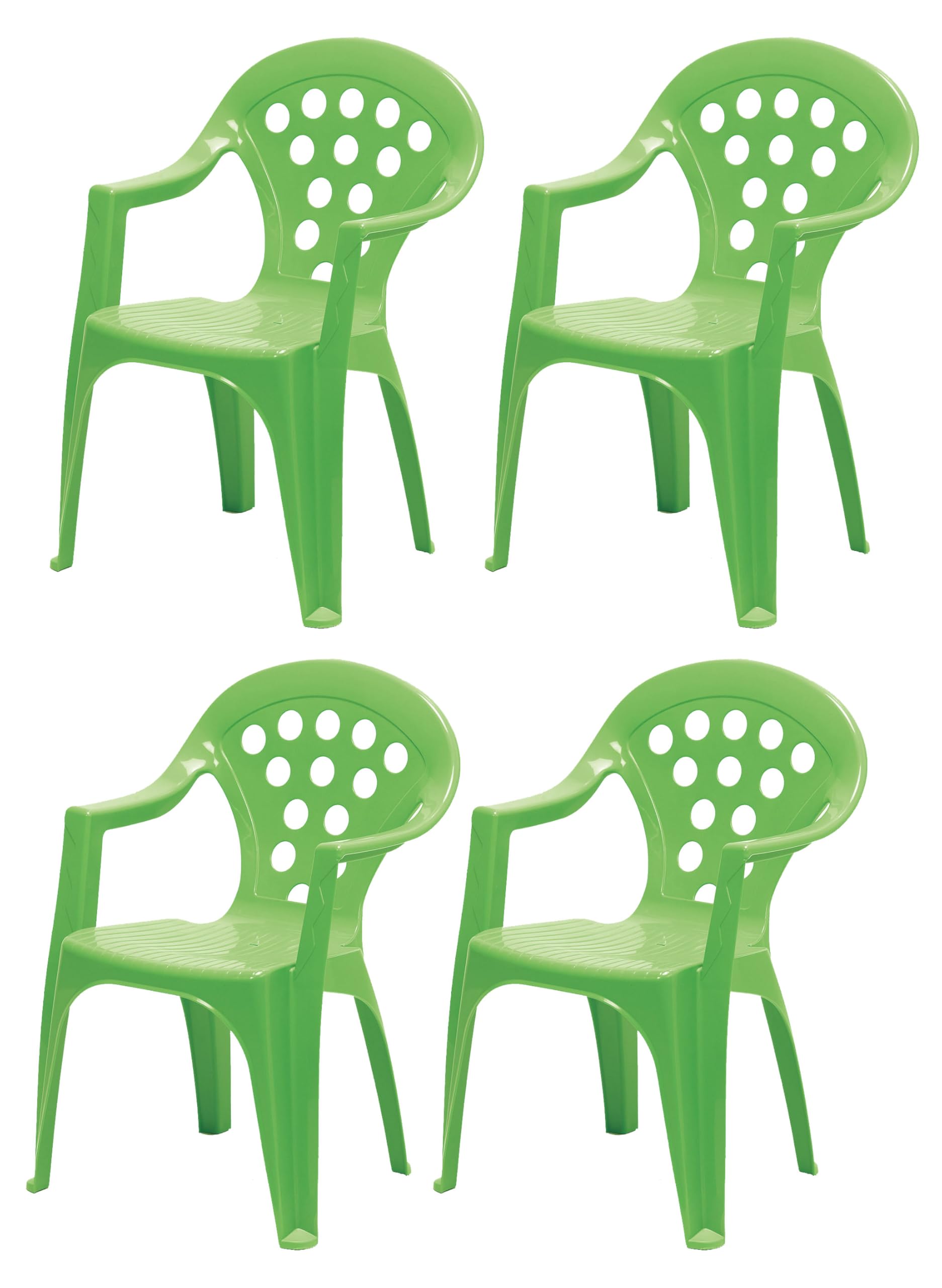 Hline Kinder Garten Sitzgruppe Tisch mit Stühlen Gartenstuhl Sessel (1 Tisch 4 Stühle grün)