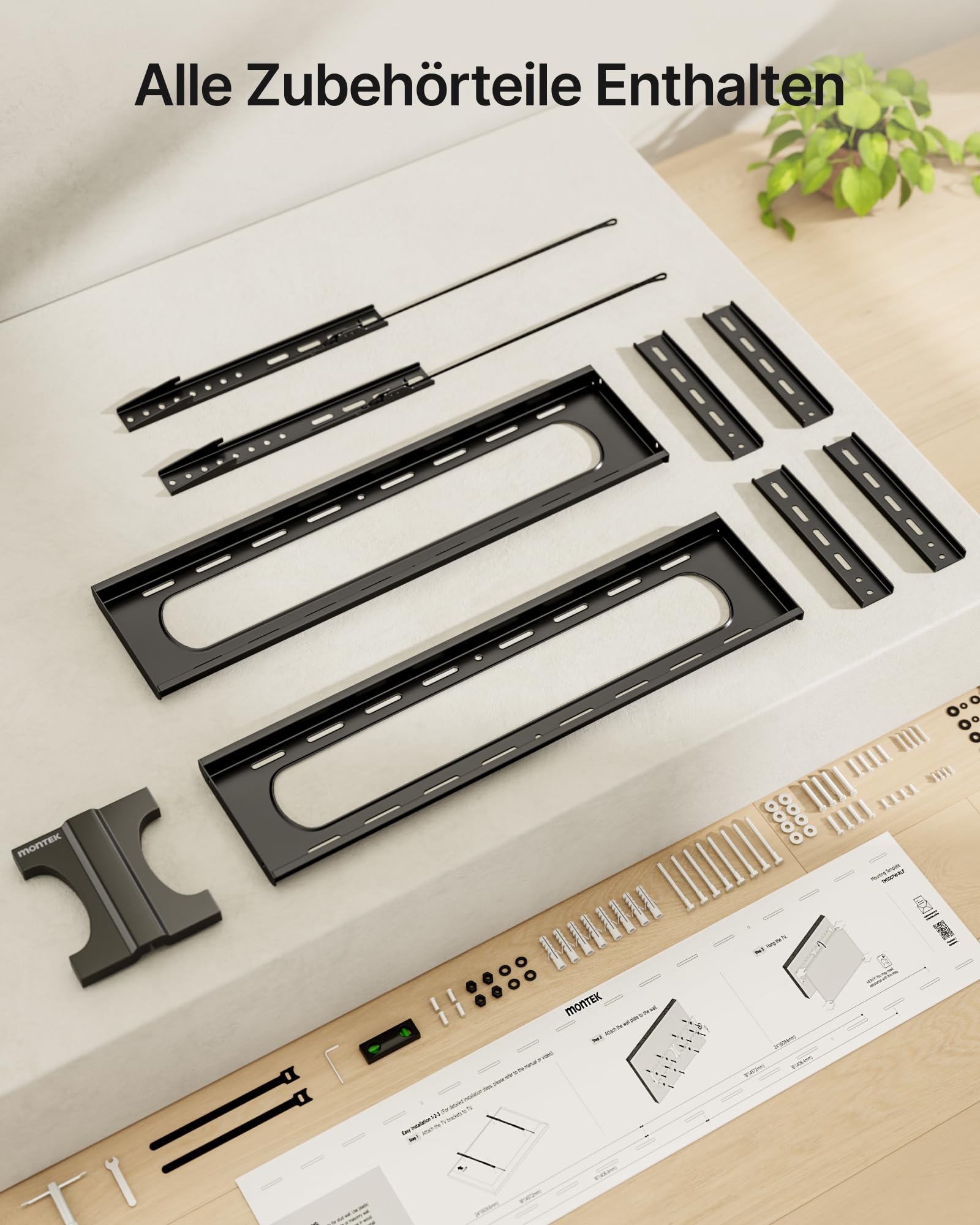 monTEK Heavy Duty Feste TV Wandhalterung 37-140 Zoll | Bis 136 kg Tragkraft, 32 mm ultraschlankes Profil, Passend für 406/450/600 mm Holzständer, Max. VESA 1200×800 mm