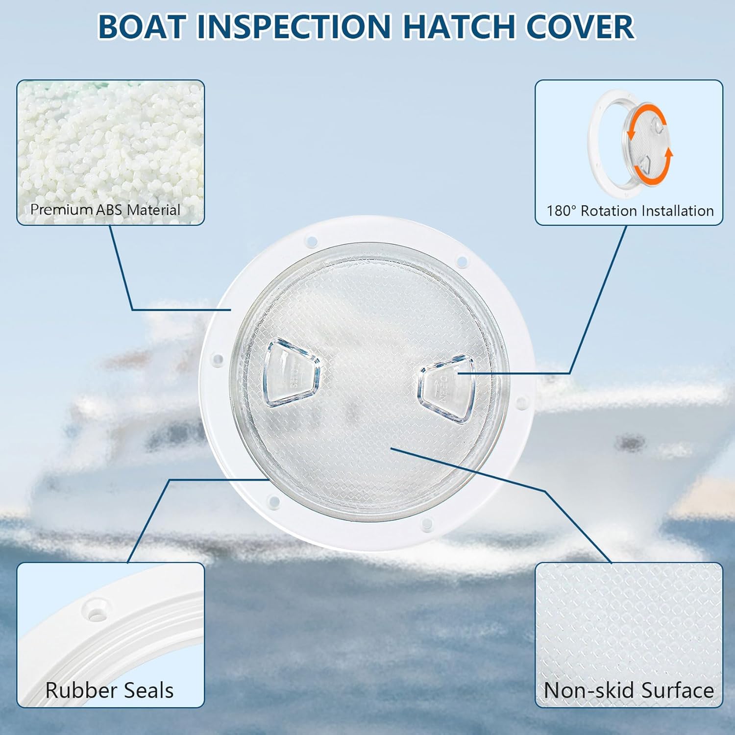 6インチ ボートハッチ ボートデッキプレート ラウンド ノンスリップ 検査ハッチ クリア取り外し可能カバー付き マリンアクセス ハッ