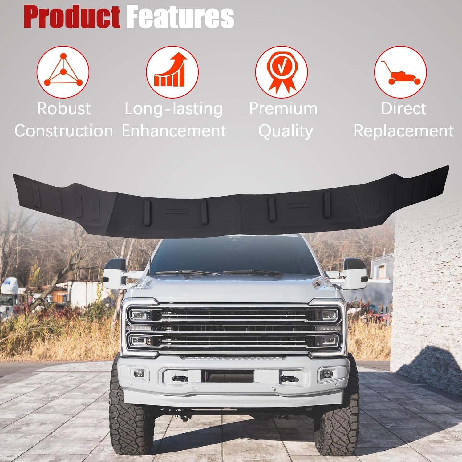Hood Protector TPE Low Profile Compatible with 2023-2026 Ford F250 F350 F450 Super Duty