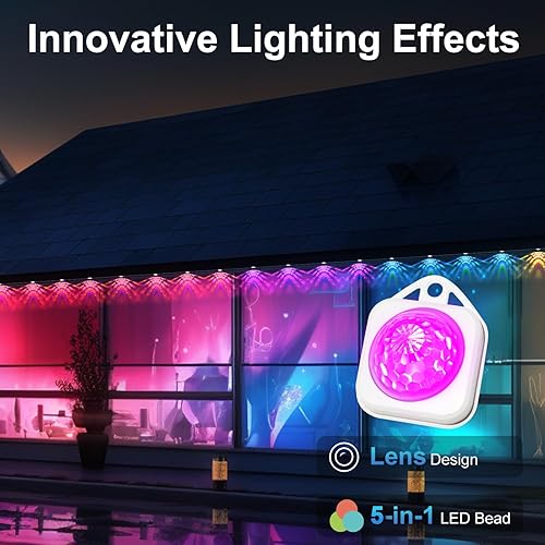 Miniatura 5 de LemonNova Luces permanentes para exteriores Pro, 60 pies con 44 luces LED blancas cálidas y frías, luces de aleros estrellados IP67 impermeables,