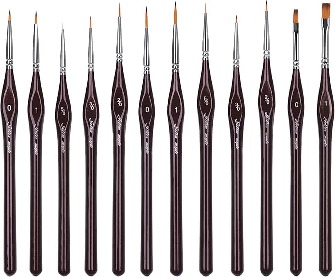 WLOT Pinselset Malen Set 12 Premium Malpinsel Ideal für Öl, Acryl