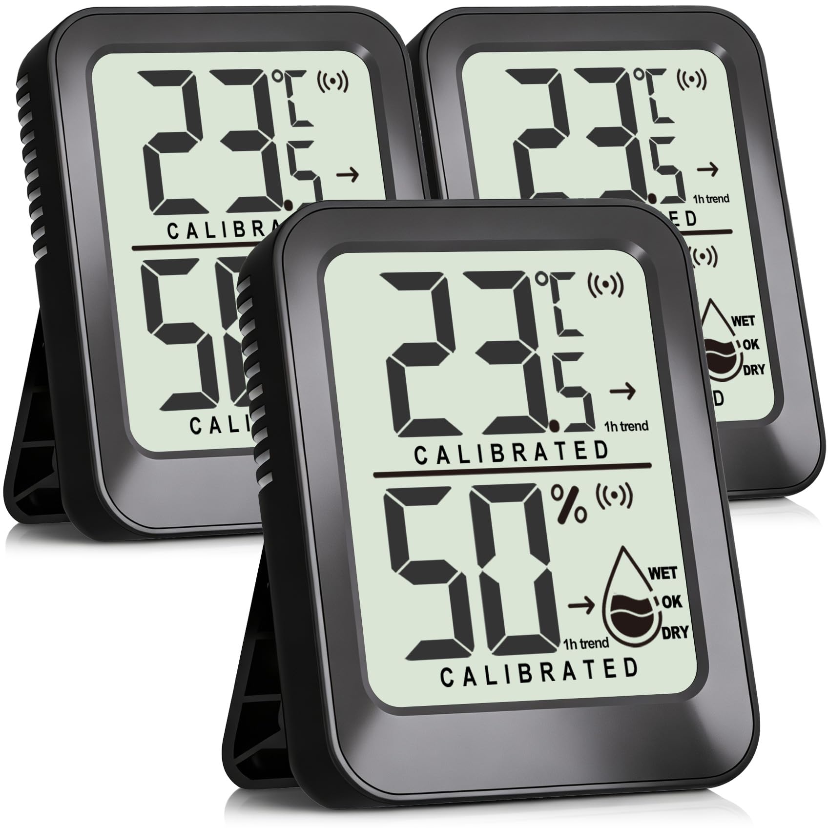3-Pack Room Thermometer Indoor Hygrometer for Home, Digital Sensor Mini Humidity Meter, Temperature Humidity Gauge Monitor for Bedroom, Pet, Plant - Battery Included
