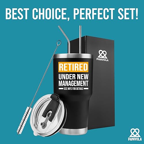 Miniatura 5 de Panvola Jubilado bajo nueva administración Ver esposa para más detalles, regalos divertidos de jubilación para esposo, padre jubilado, vaso aislado