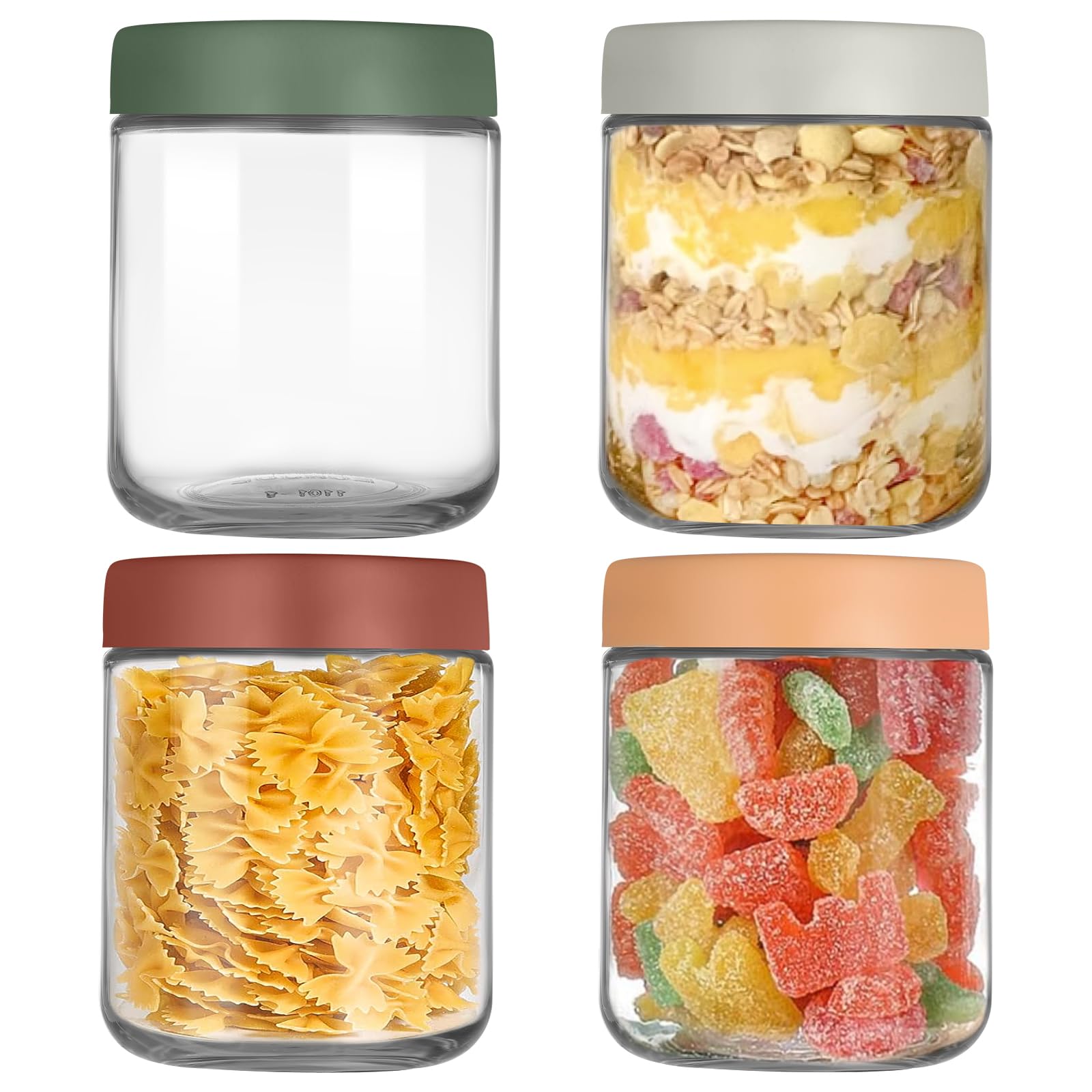 YUEYEE Overnight Oats Gläser,Meal Prep Gläser für Hausgemachte Marmelade,Einmachen,Einlegen,Mason Jar,Wiederverwendbare Einmachgläser mit Schraubdeckel als Meal Boxen