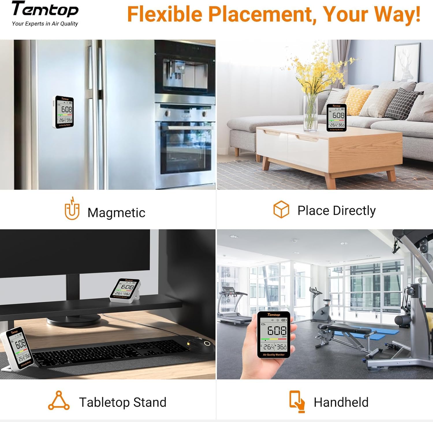Temtop CO2 Monitor Indoor air Quality Monitor Portable CO2 Meter, CO2, Temperature, Humidity Home, Office or School - Image 7