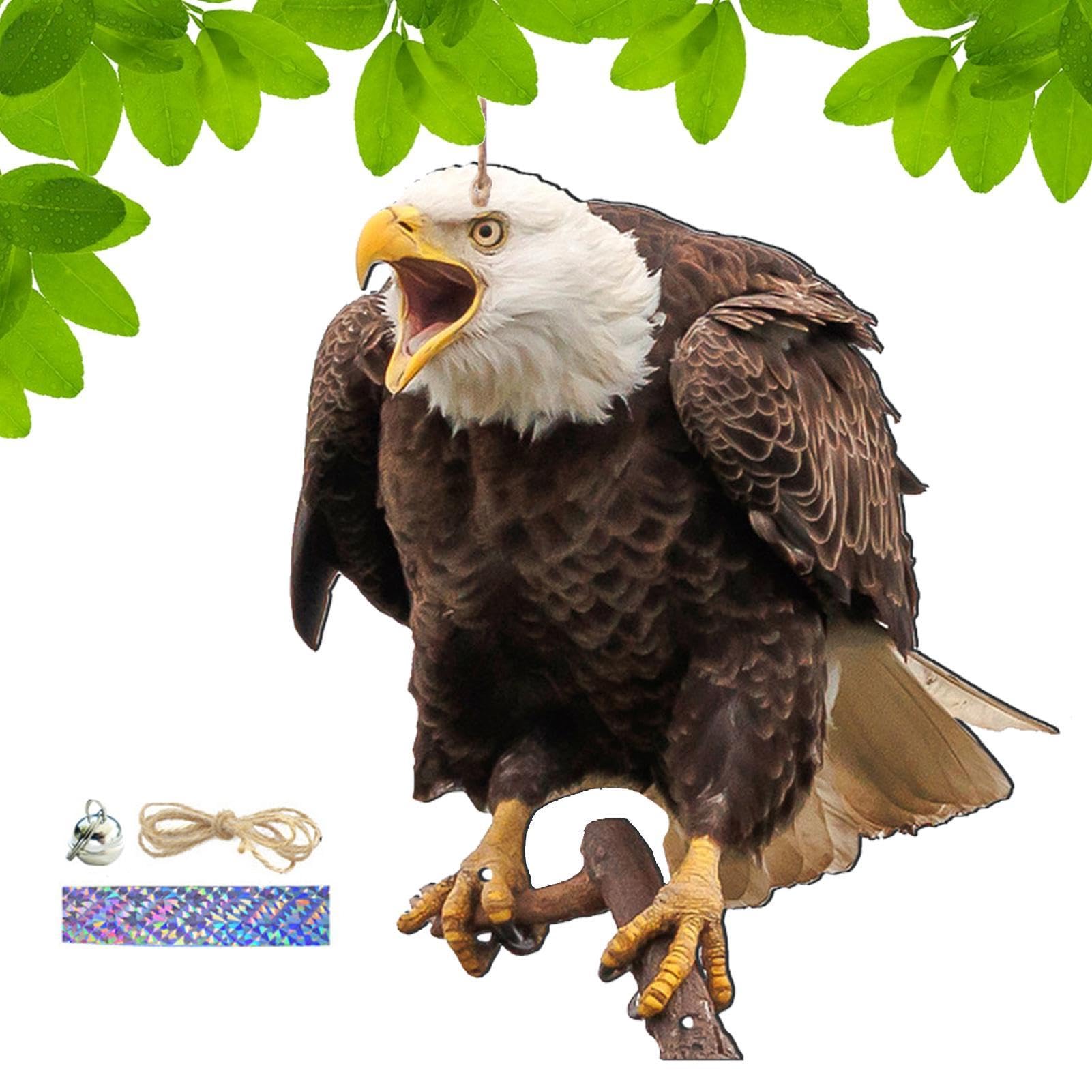 Bird Tools - Garden Defender Bird, Eagle Decoy Bird Scare Pendant | Quick Setup Repeller Pendant Decorative with Chime, Authentic-looking Fake Eagle Bird Scarecrow, Keep Birds Away