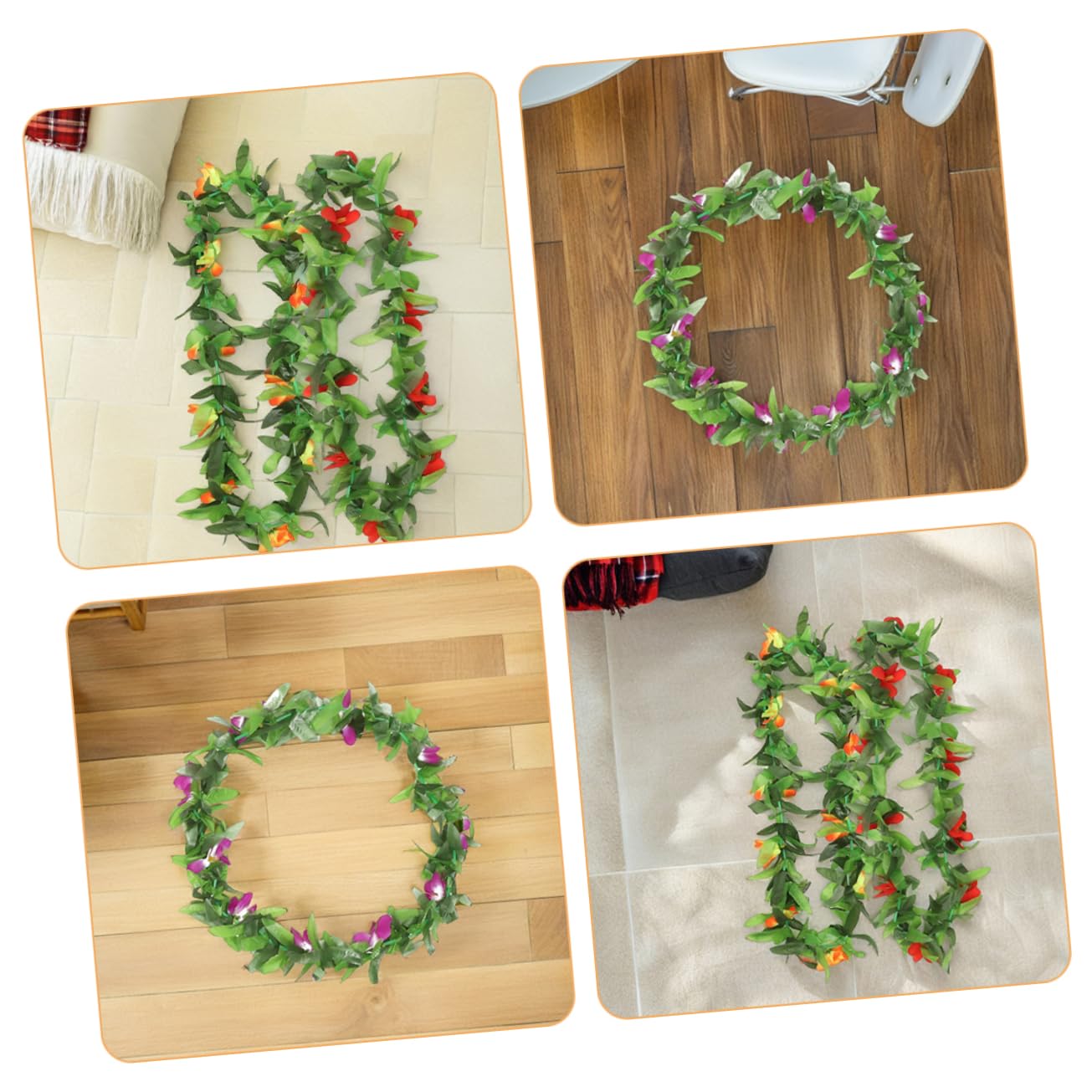 Healifty Collar de Leis Hawaianos Flores Tropicales y Hojas Verdes para Fiesta Verano, Decoración Ligera y Reutilizable Adecuado para Luau y Eventos de Verano