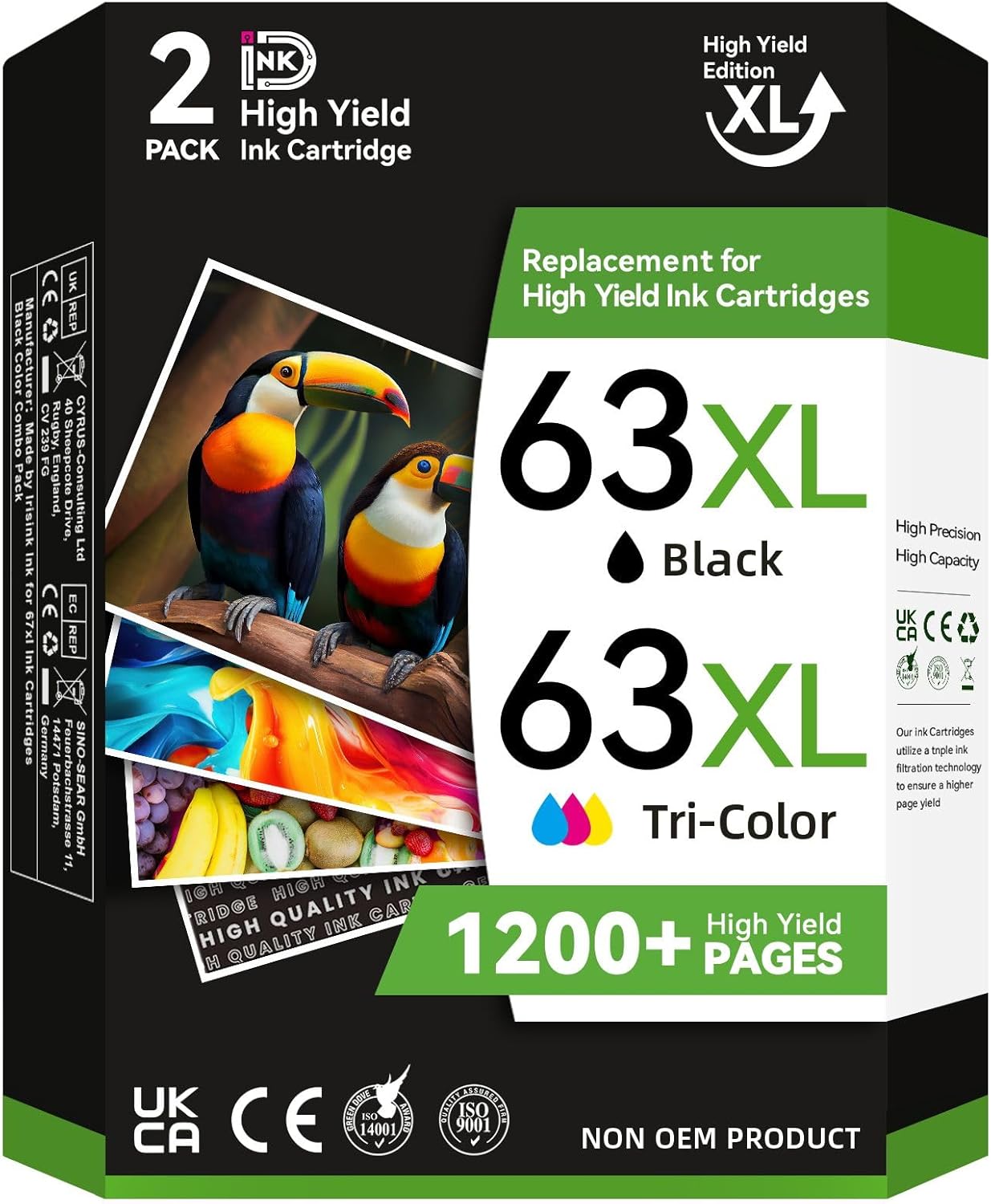 Printer 63 XL for HP 63XL Ink Cartridge Combo Pack Black/Color for HP Ink 63 Works with OfficeJet 3830 4650 4655 5252 Envy 4520 4512 DeskJet 2130 2132 3630 Printer