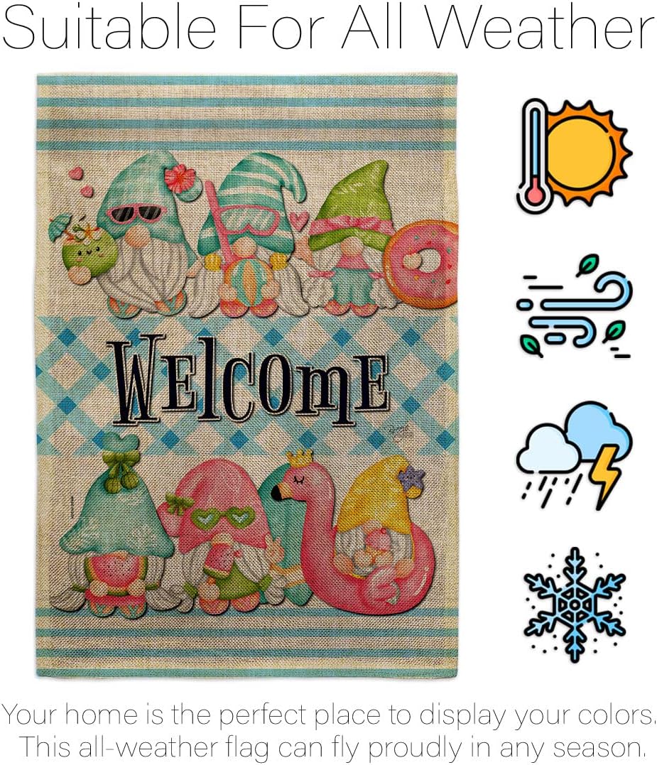 Breeze Decor Summer Burlap House Flag Garden Friends Gnome Autumn Harvest Fall Fairy Springtime Natural Mushroom Decoration Banner Small Yard Gift Double-Sided, Made in USA