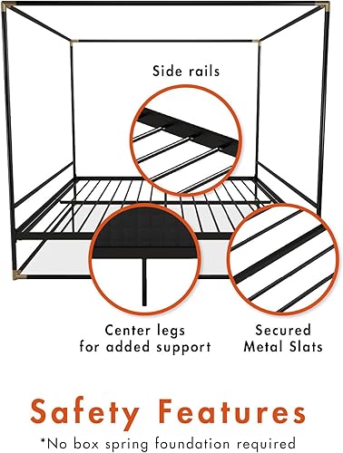 Miniatura 4 de CosmoLiving by Cosmopolitan CosmoLiving Celeste Canopy de metal, marco de tamaño matrimonial, cama blancadorada