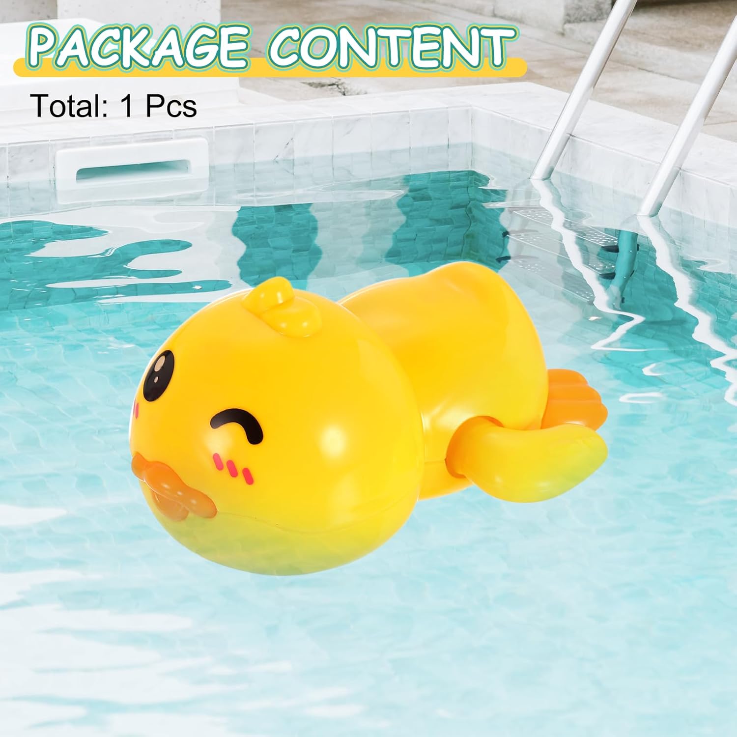 Swimming Single-Eyed Bath Toy Wind Up Animal Water Toy Sea Friend Bath Simulate Swimming Movement Perfect for Bathroom & Swimming & Pool & Water Party (Yellow, 1Pcs)