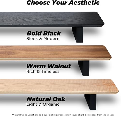 Miniatura 9 de Moodular Soporte de madera para monitor de 45.6" (116cm), organizador de escritorio grande con rieles deslizantes de metal para cajón, bandeja,