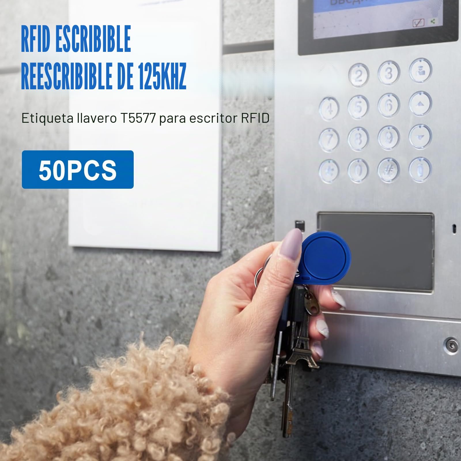 Llaveros RFID 125 Khz T5577 regrabables azul NFC copiar clonar tarjetas