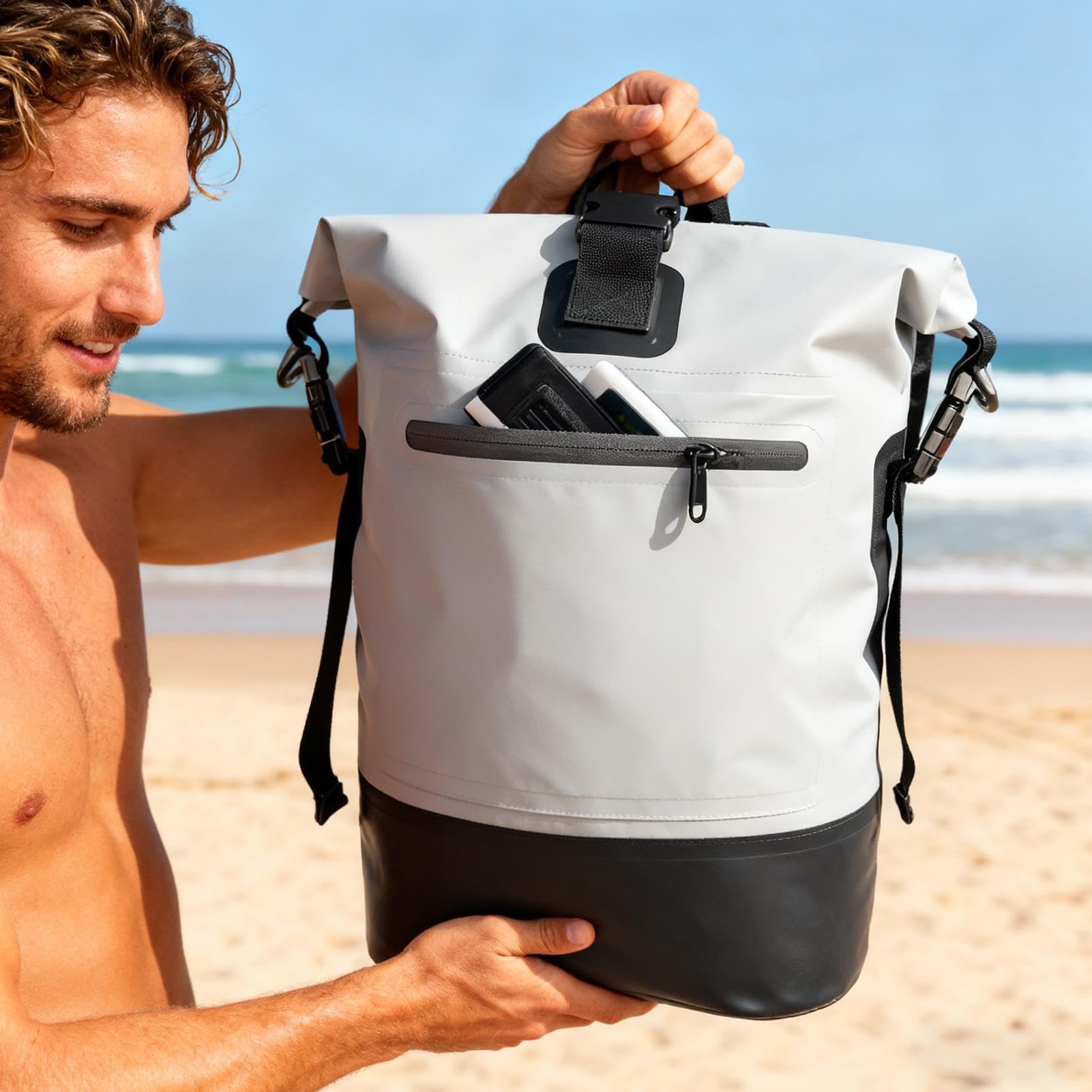 Plecak Wodoodporny 25 l Torba Podróżna z Rolowanym Zamknięciem | Plecak Do Podróży Do Kempingu, Aktywności Na Zewnątrz, Wspinaczki, Trekking, Plaży, Siłowni, Sportu,