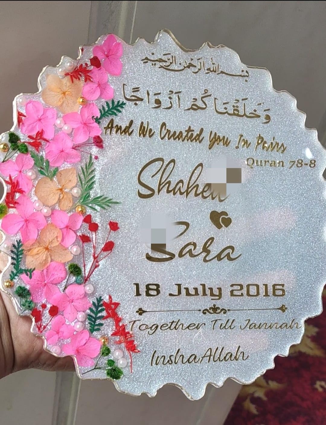 Resin wedding frame Resin photo frame Nikah gift customized name gift for bride and groom-image-45