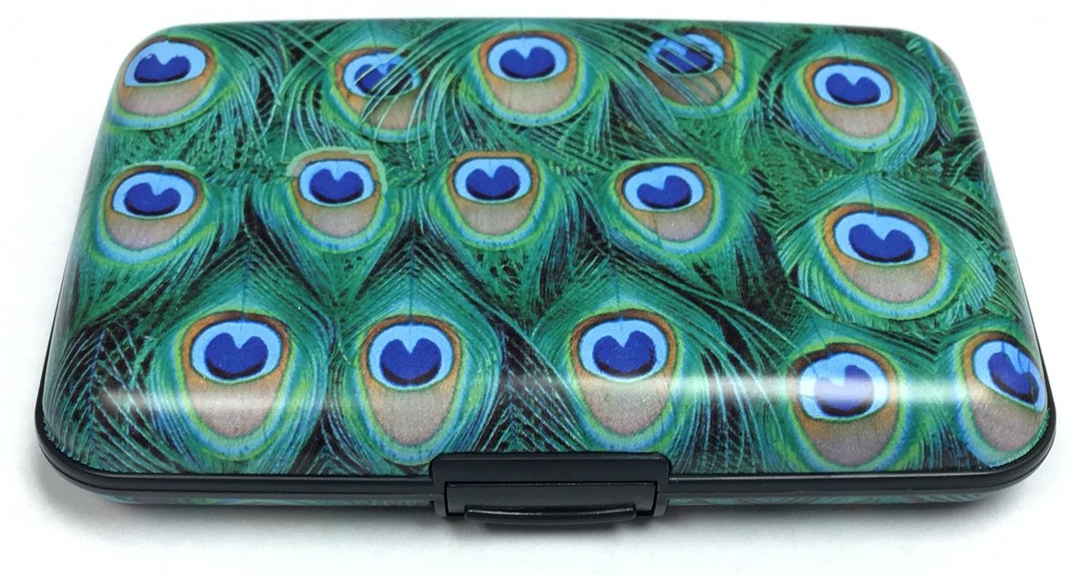 Peacock Feathers RFID Secure Data Theft Protection Credit Card Armored Wallet