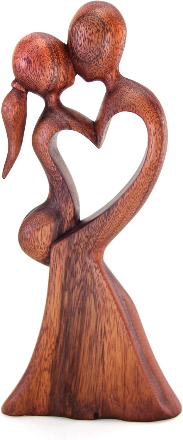 NOVICA Loves Kiss Wood Sculpture