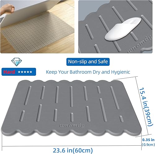 Miniatura 3 de WNOMDY Tapetes de baño de tierra de diatomeas, secado rápido, súper absorbente, tapete de diatomita con antideslizante para suelo de baño, ducha,