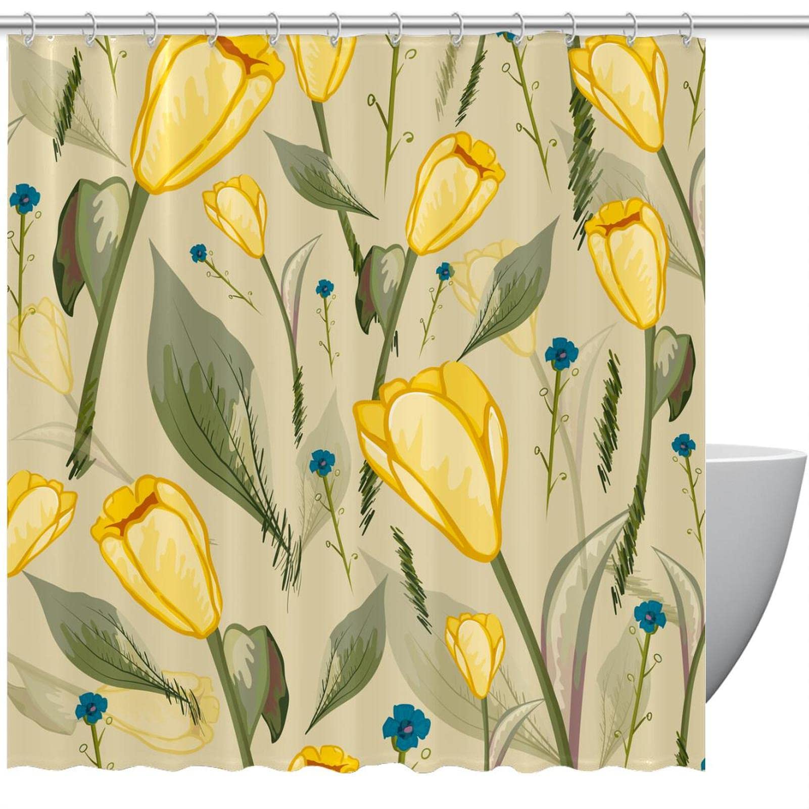Rideau de douche tulipes rétro pour illuminer votre douche matinale avec style et couleur