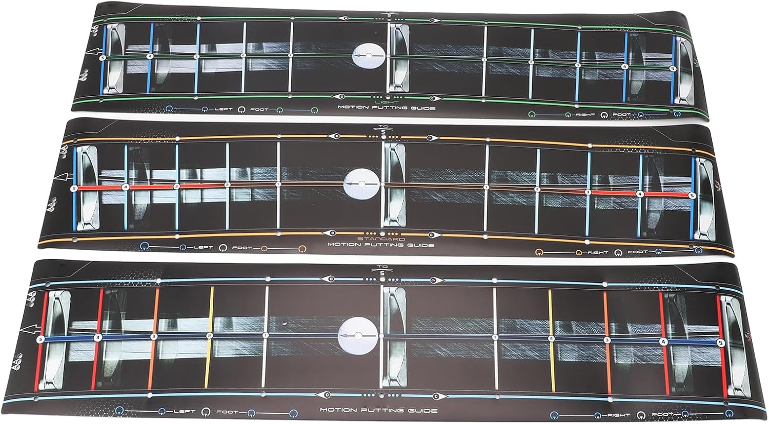 3PCS Putting Training Mat, PU Alignment Track Practice Guide for Indoor Outdoor Golf, Golf Putting Mats with Non Slip Base to Improve Accuracy and Power