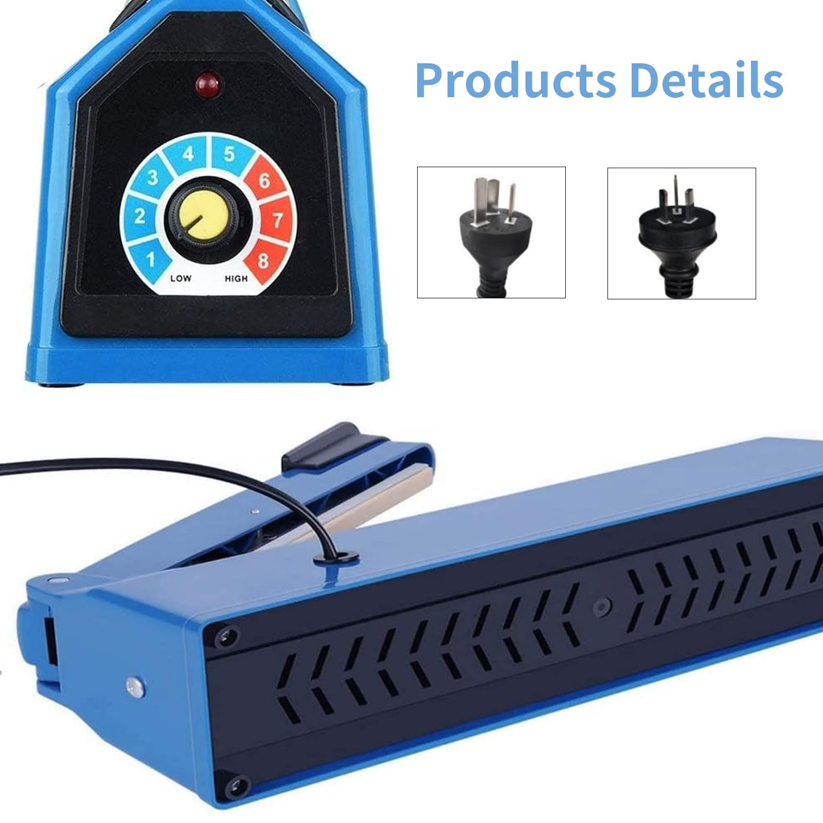 Sellador térmico de impulso para bolsas de plástico, sellador térmico de bolsas de plástico de metal, sellador de bolsas de Mylar, máquina de sellado manual de bolsas de polietileno con agarre de