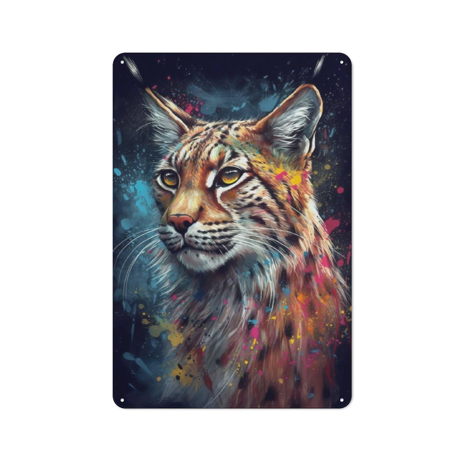 Junmoney Lynx Painting Retro Metal Wall Sign 30X20cm With For Pub Or Café, A Housewarming Gift For Hospitality Wall Decor Collectors