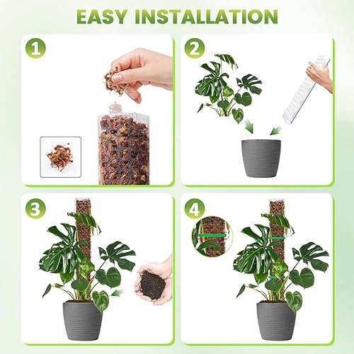 Miniatura 5 de EOX 6 postes de musgo de plástico de 24 pulgadas para plantas Monstera, plantas trepadoras, soporte de plantas para plantas de interior, funciona