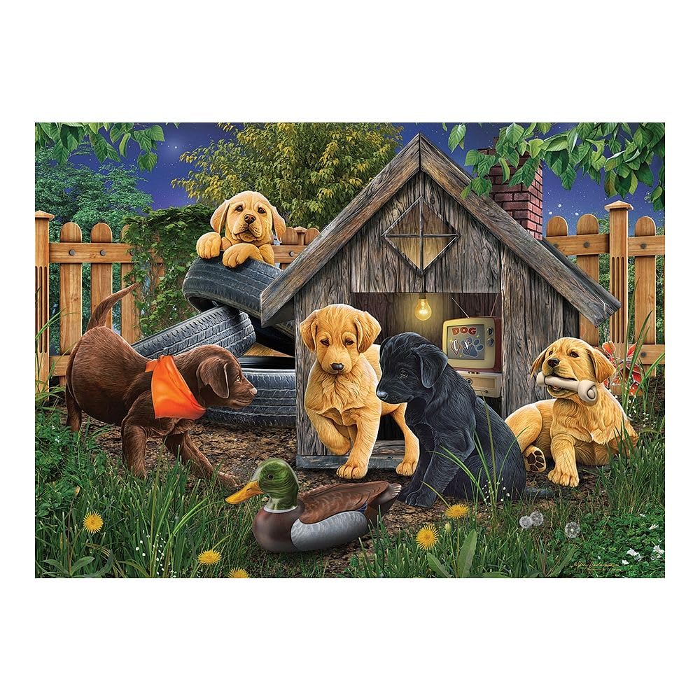 Cobble Hill 1000 Piece Puzzle In The Doghouse-Sample Poster Included