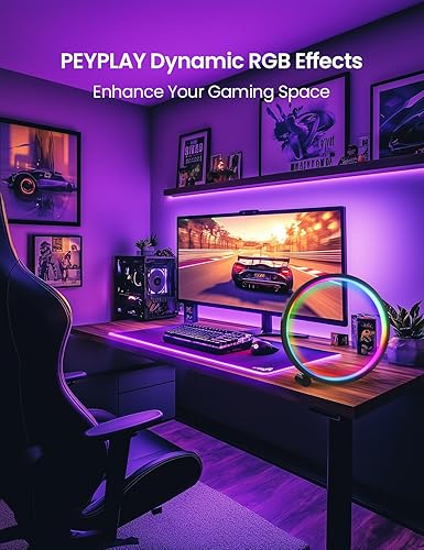 PEYPLAY Smart LED Table Lamp, RGB+IC Lighting, Color Changing Night Light, Music Sync, DIY Mode, Stepless Dimming, App & Voice Control (2.4GHz WiFi), Works with Alexa & Google, for Bedroom & Gaming photo 3