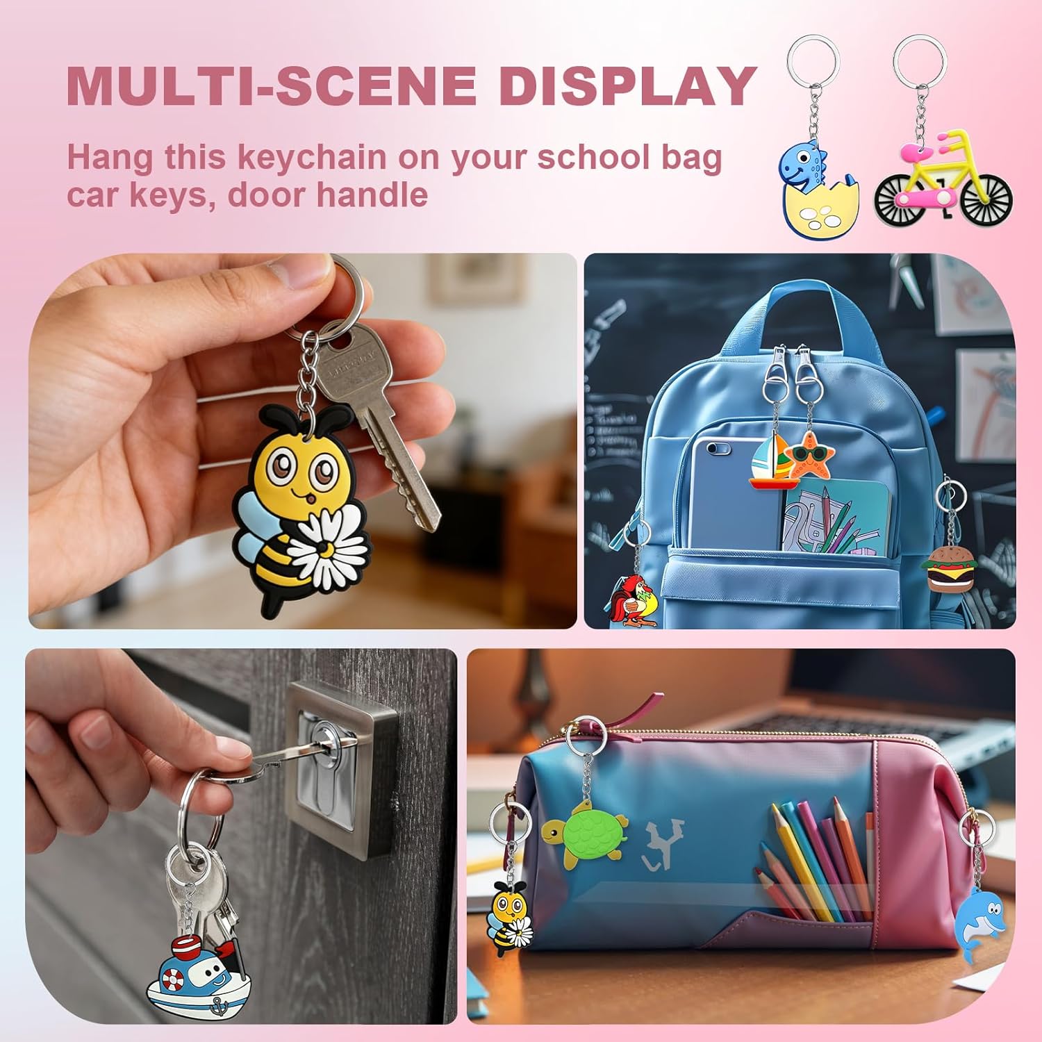 30/50pcs Large size thicken Cute Bulk Keychains,Non-Repeat Cartoon Key Chains Backpack Charms for Classroom Prizes Students Incentives Holiday Gifts Party Favors - Image 6