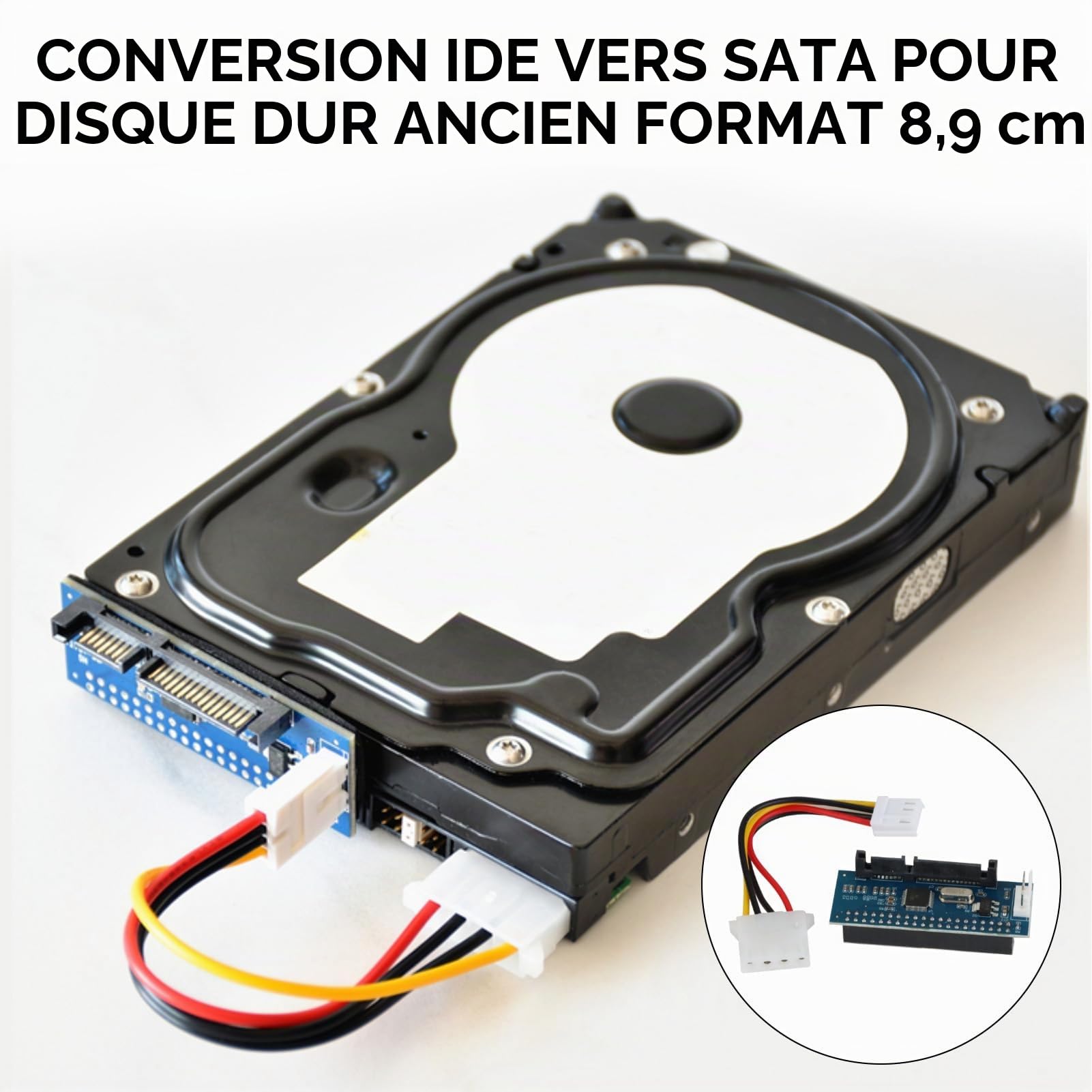 Adaptateur IDE/PATA vers SATA, Carte Convertisseur 40 Broches | pour Disque Dur 3,5" et PC de Bureau, PCBA pour HDD