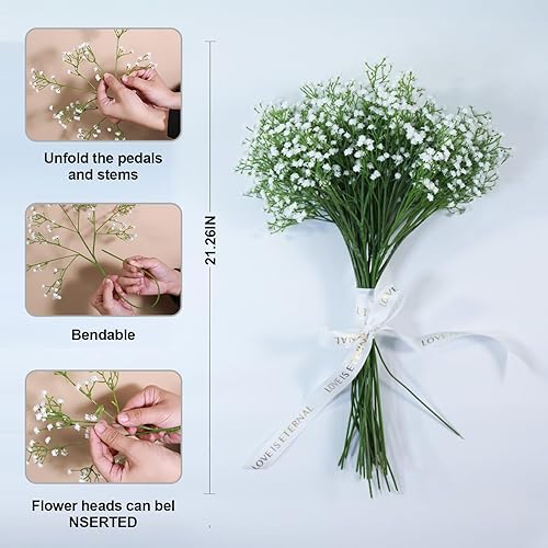 Miniatura 3 de Gumolutin 12 ramos de gypsophila de seda artificiales de tallo largo para oficina, interiorexterior, boda, bricolaje, fiestas, centros de mesa,