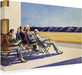 Wrapped Canvas Wall Art - Edward Hopper 'People in Sun' Wall Art for Living Room, Bedroom, or Office Décor - 22x32