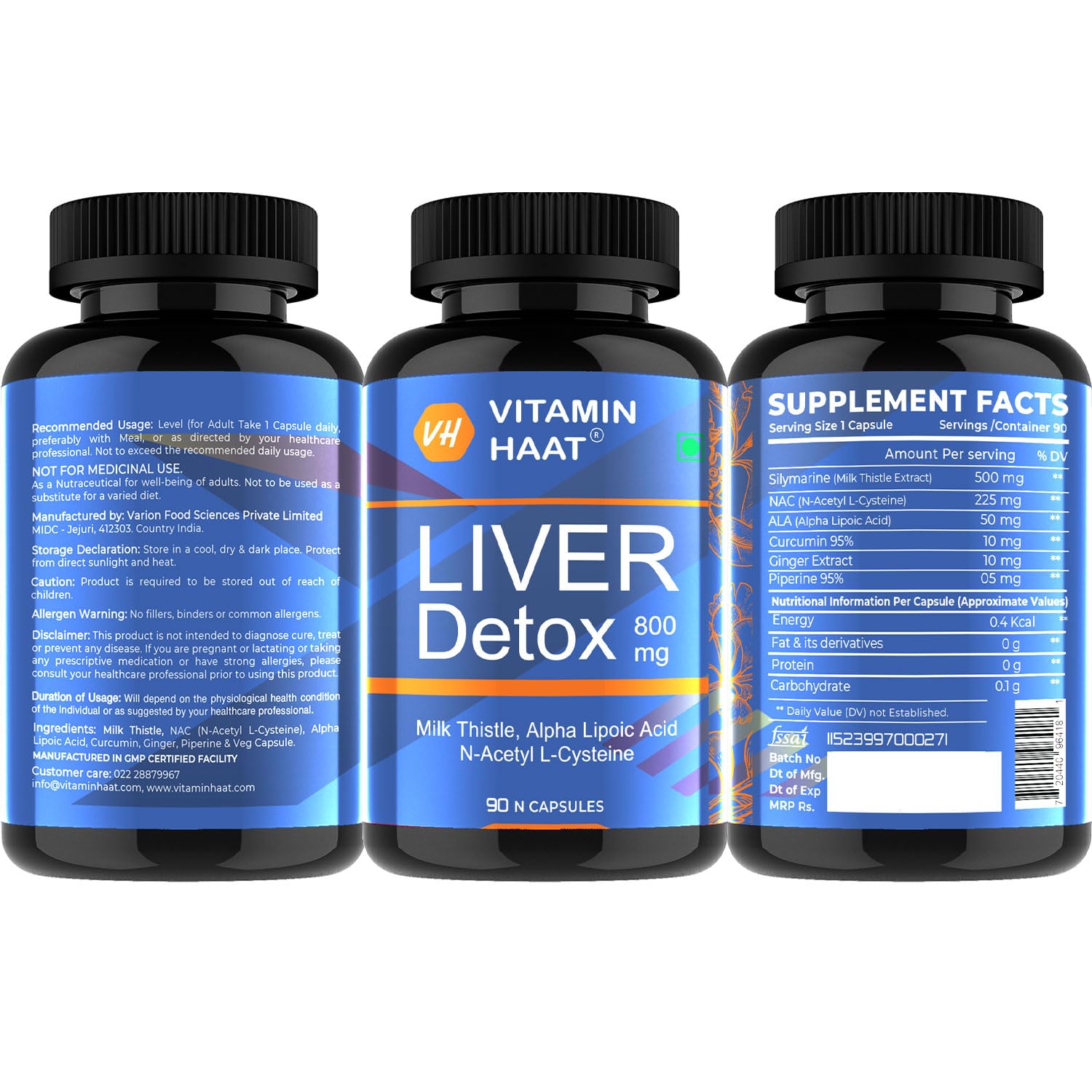 Liver Detox Supplement 800mg with Milk Thistle | Milk Thistle Extract | Liver Detox with Added NAC, Alpha Lipoic Acid & Curcumin | 90 Capsules by VitaminHaat — Amazon image 2