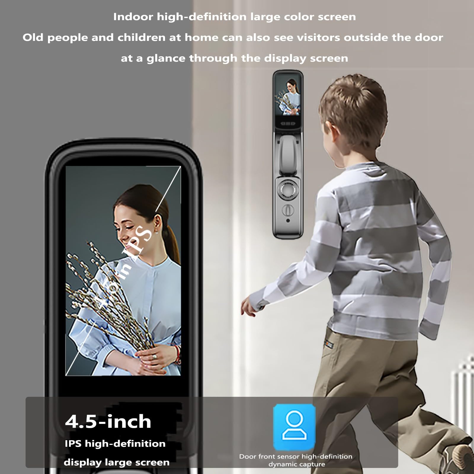 Serratura Smart Con Impronte Digitali 3D Face Smart Door Con Monitor Telecamera Di Sicurezza Serratura Elettronica Wifi Per Casa, Appartamento, Ufficio, Porta D'ingresso, Camera Da Letto