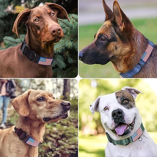 Miniatura 6 de Collar táctico resistente para perro, collar ajustable de nailon para mascotas, hebilla de liberación rápida con 2 anillos en D para perros medianos