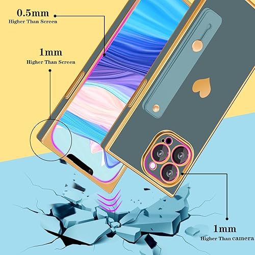 Miniatura 10 de Petitian Funda para iPhone 14 Pro Max con soporte y cuerda, fundas de lujo para mujeres y niñas, diseño electrochapado en corazón, para 14 Pro Max