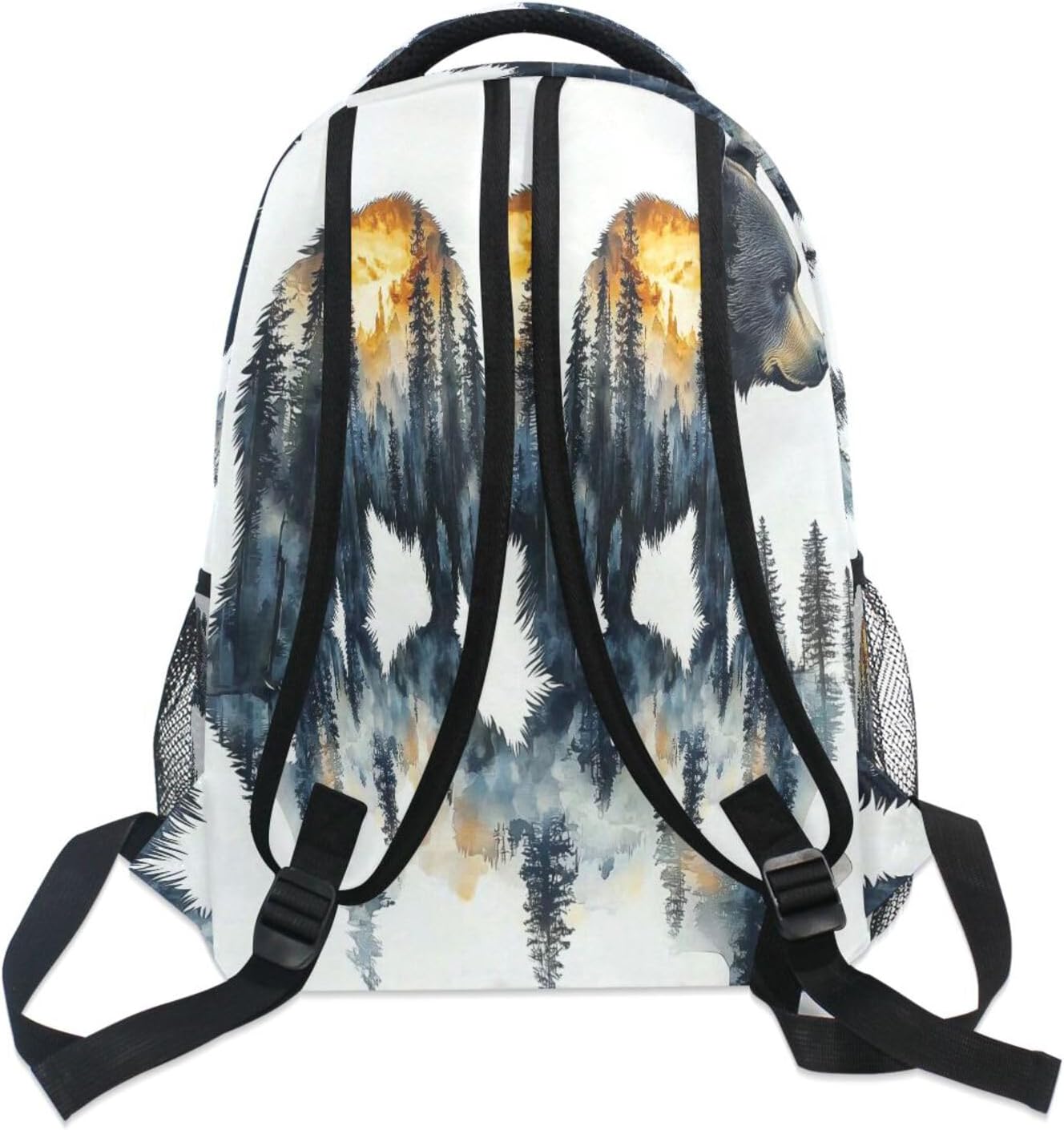Backpack for Girls Boys, Teenager Bookbag College Rucksack Travel Daypack School Bag Kids Backpack Bear Forest Mountain Pattern