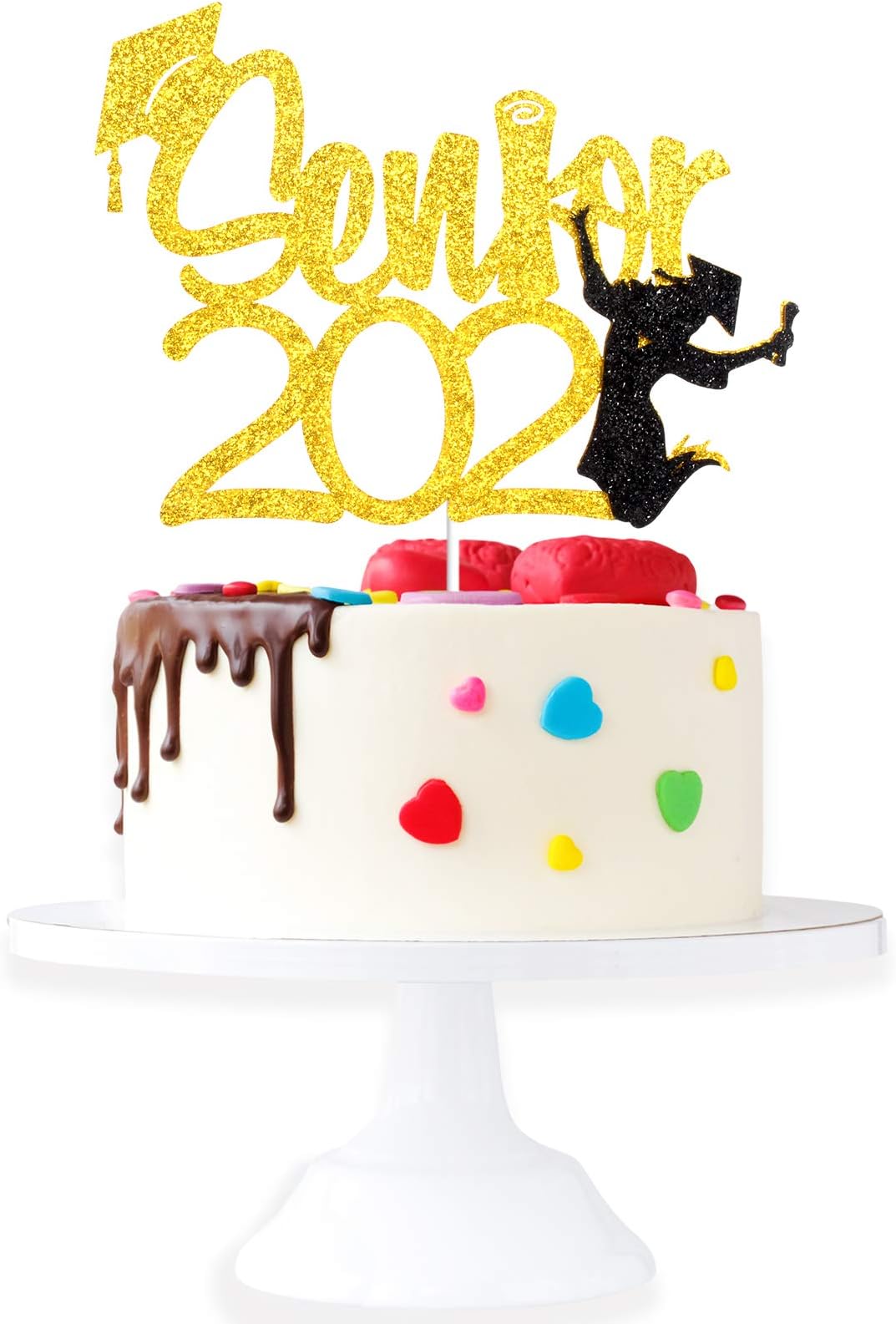 Shit Just Got Real Graduation Cake Topper - Class Of 2023 Grad Black Glitter Cake Topper - Cheers To Funny Graduate Master Ph.D High School College Graduation Party Decoration