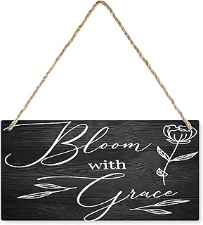 Bloom With Grace Sign Wood Bloom Sign Decor Wedding Hanging Wood Home Decor Best Gifts For Friends Cafe Bar Pub Bedroom 12x6 Inches