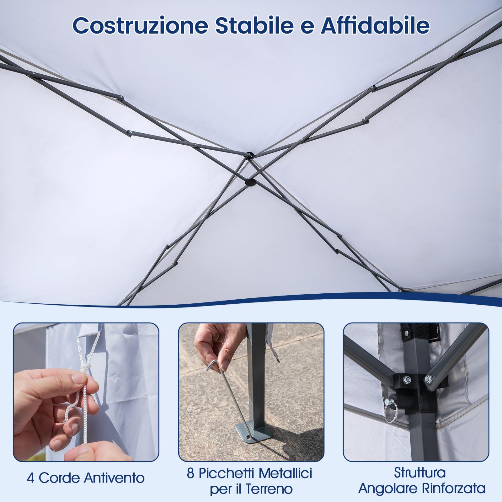 COSTWAY Gazebo Pop-up 302 x 302 cm Impermeabile con Ruote