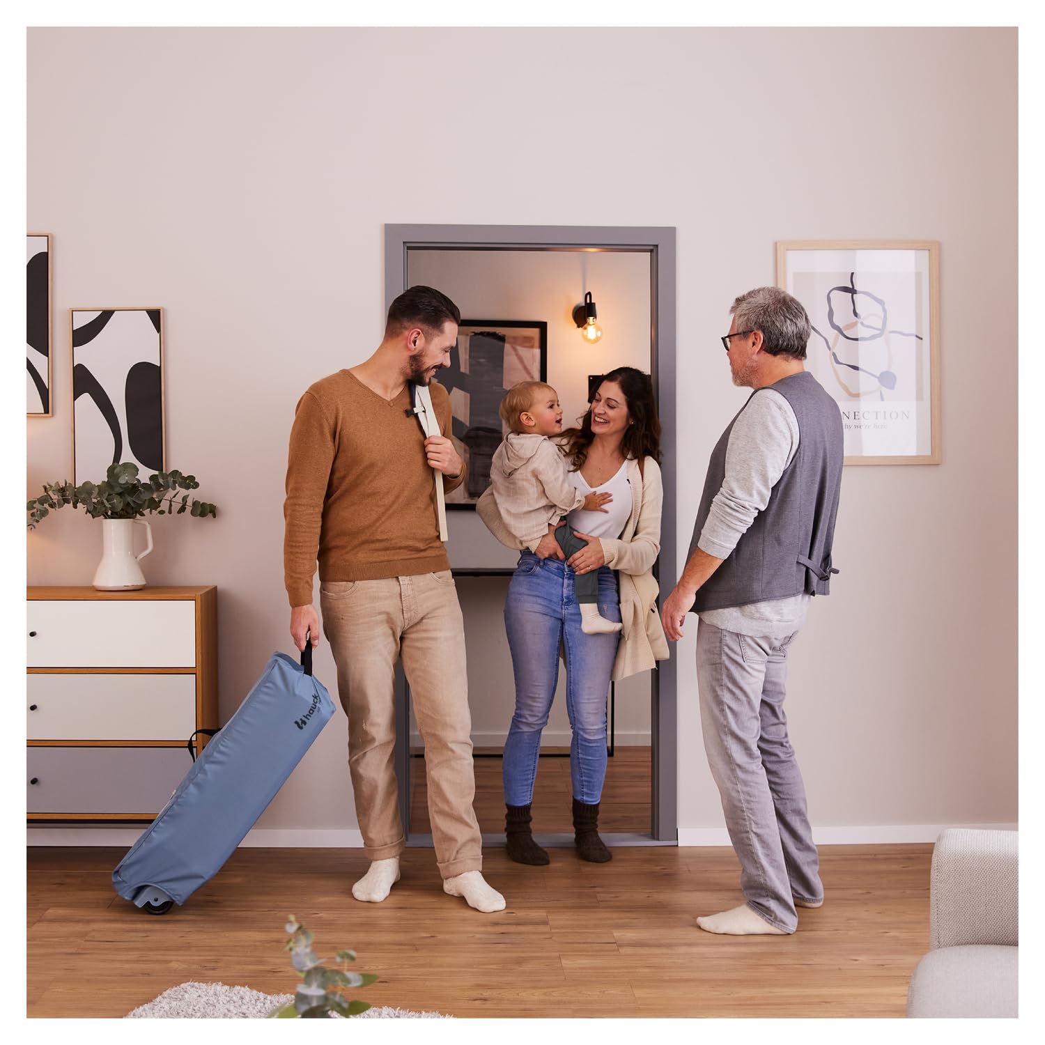 Hauck Sleep N Play Go Plus Łóżeczko Składane 120x60 do 15kg z Kołami - Dusty Blue