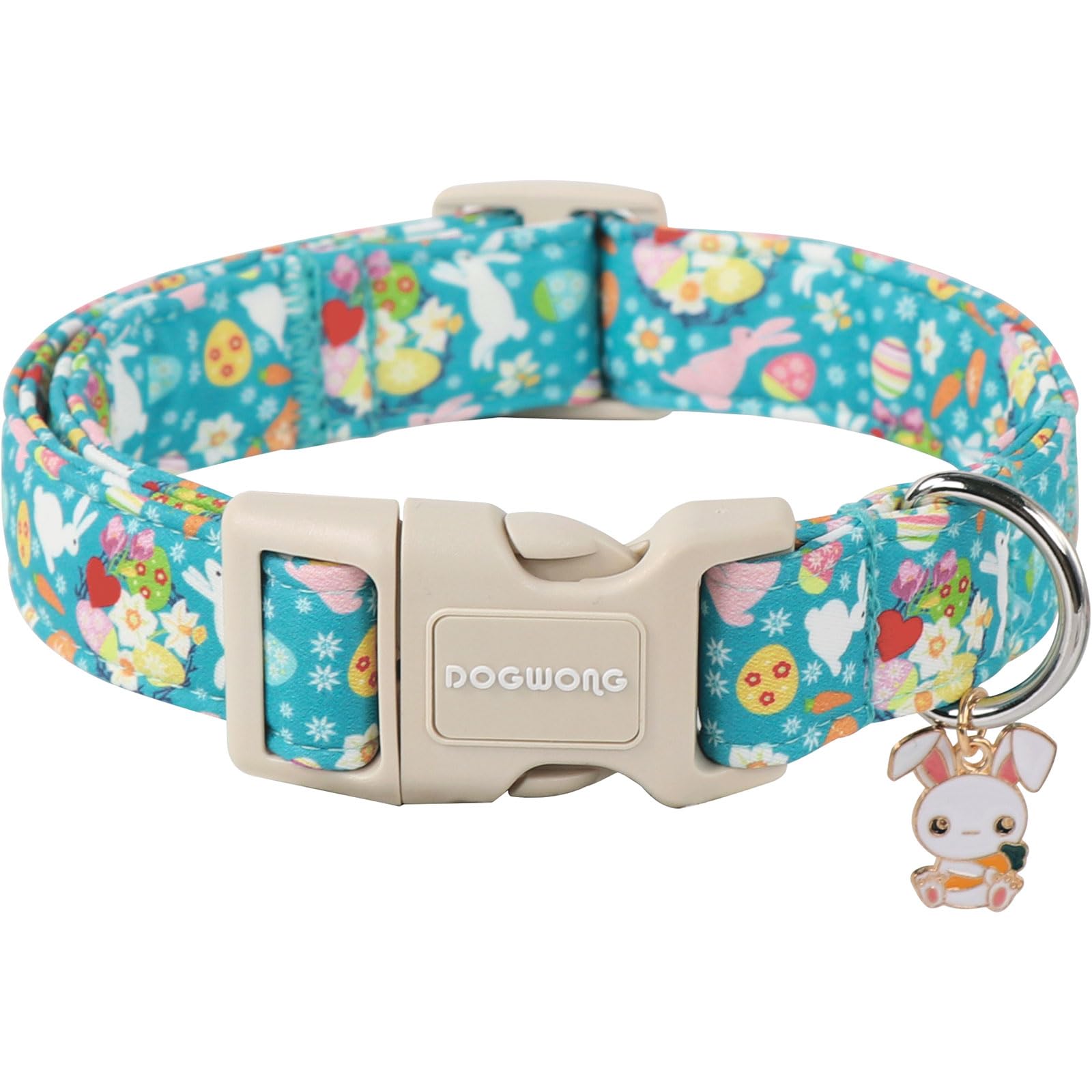 DOGWONG Cute Flower Bunny Eggs Pink Easter Dog Collar - Adjustable for Small Dogs & Puppies