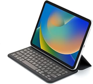 Smart Keyboard for iPad 10th & 11th (A16 2025) with Pencil, Portable Tablet Intelligent Carrying Foldable Ultra-Slim Keyboard with 64 Keys