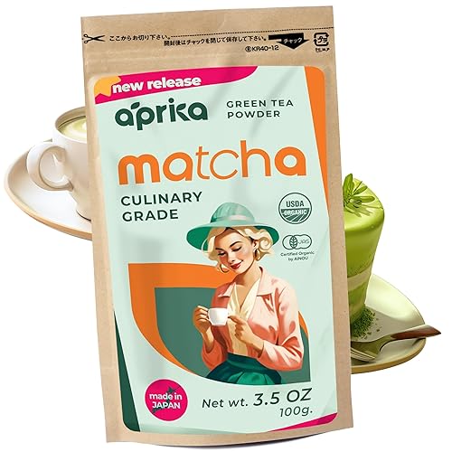 Polvo de matcha, polvo de té verde matcha orgánico japonés USDA y JAS, segunda cosecha de grado culinario, sin azúcar, perfecto para café con leche,