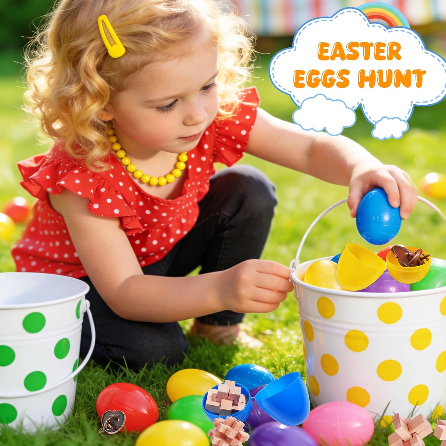Rileryan 24 Pack Prefilled Easter Eggs Filled with Brain Teasers Easter Basket Stuffers Fillers Easter Egg Hunt Easter Eggs Bulk Wooden Metal Brain Teaser