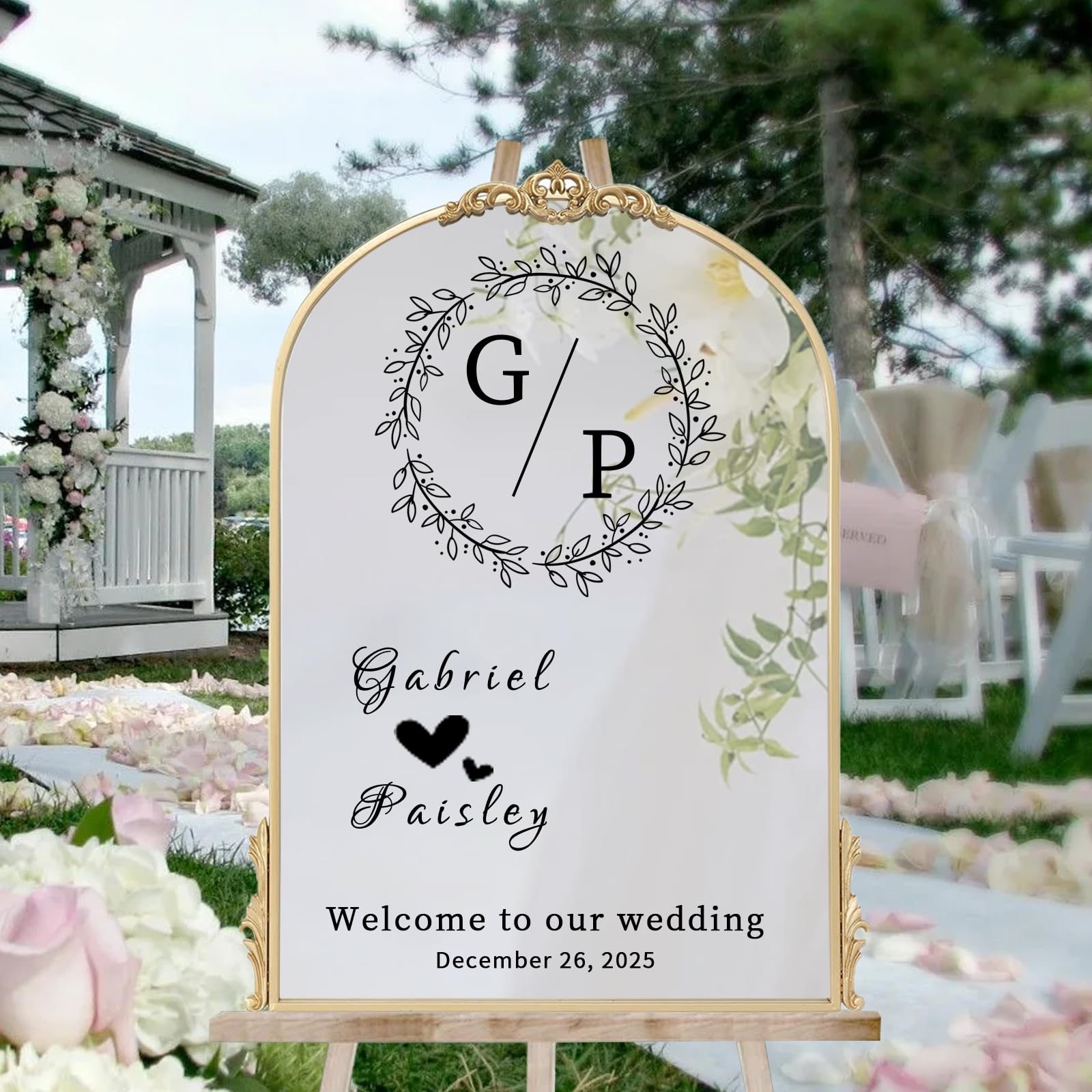 Adesivo Benvenuto Matrimonio Personalizzato - Decorazione Specchio O Legno Con Nomi E Data - Foto 6